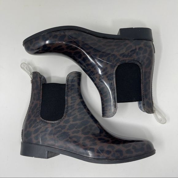 Sam Edelman Tinsley Rain Boots Dark Leopard Women's Size 9M Chelsea Round Toe - Picture 5 of 12